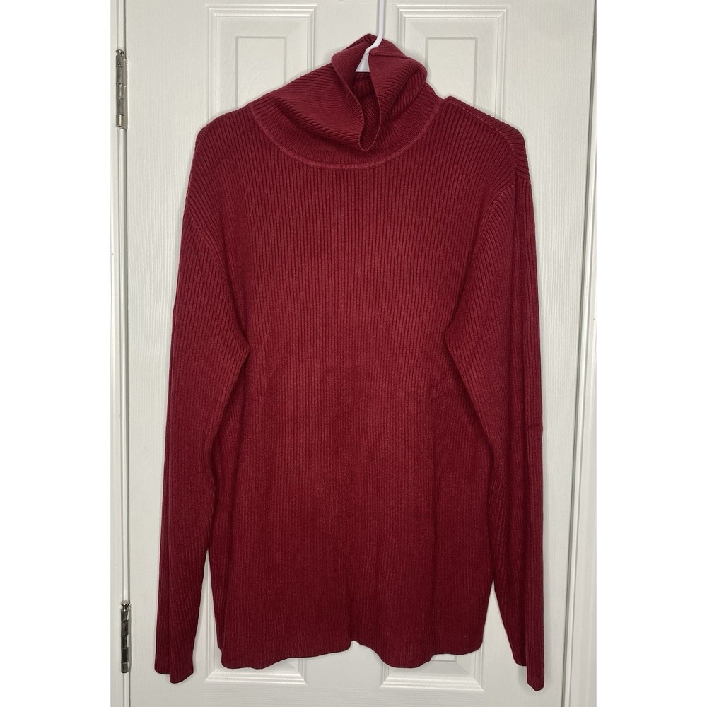 Coofandy Men's Acrylic Long Sleeve Turtleneck Sweater Red Size XL New
